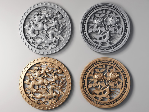 Chinese embossed round carved flower