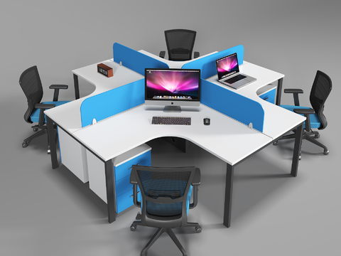 Modern office desk and chair card position