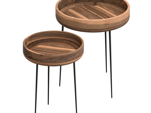 Nordic Minimalist Solid Wood Metal Round Side Table Free