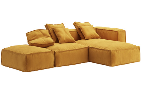 Bonaldo modern warm yellow fabric corner sofa