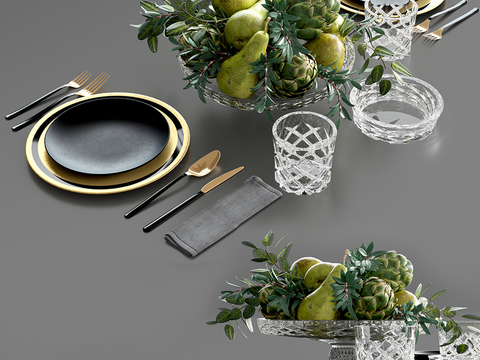 Modern Knife, Fork, Spoon, Bowl, Saucer, Tableware Ornaments