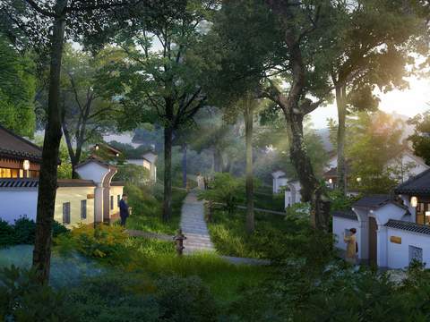 Neo-Chinese Style garden landscape psd