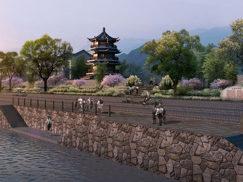 chinese park landscape psd