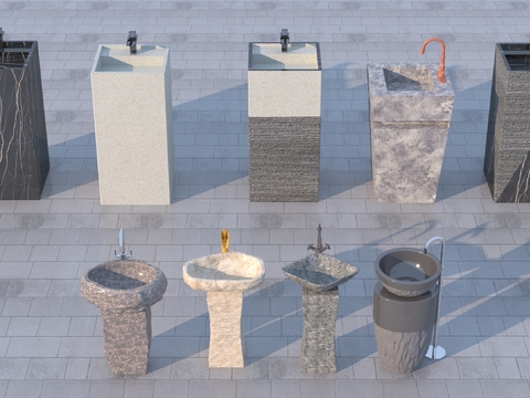 Stone pillar sink sink sink basin