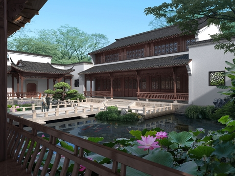 chinese garden landscape psd