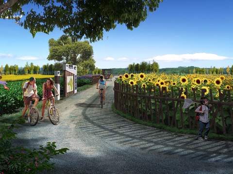 modern sunflower road bridge landscape psd