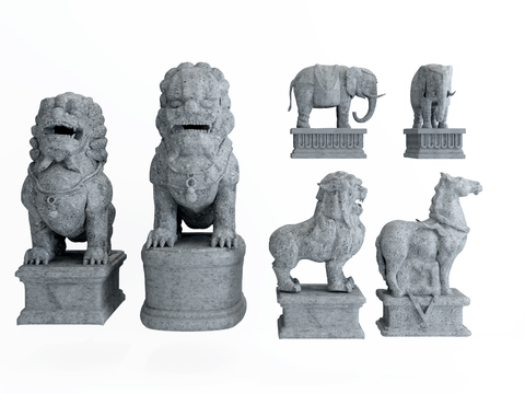 Chinese Stone Lion Sculpture Ornaments