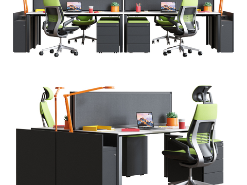 Modern simple office desk and chair card position