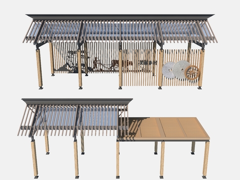 New Chinese-style country steel-wood porch frame