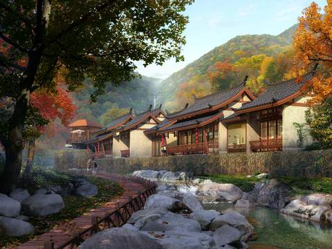 chinese garden landscape psd