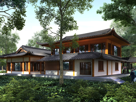 Neo-Chinese Style Chinese Ancient Architecture appearance psd