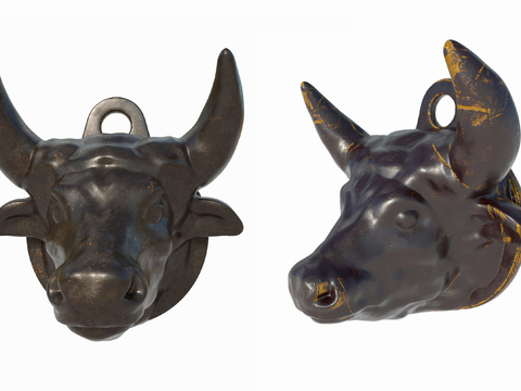 Modern cow head sculpture pendant