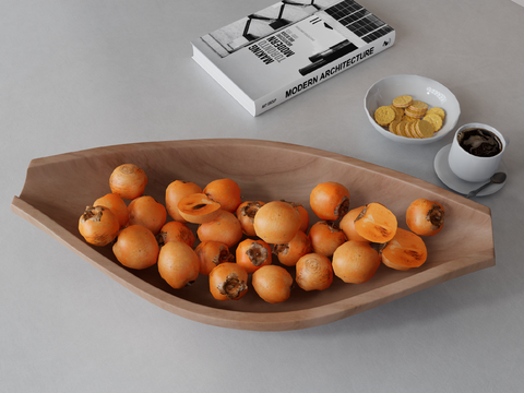 Fruit Persimmon Fruit Plate Coffee Snacks