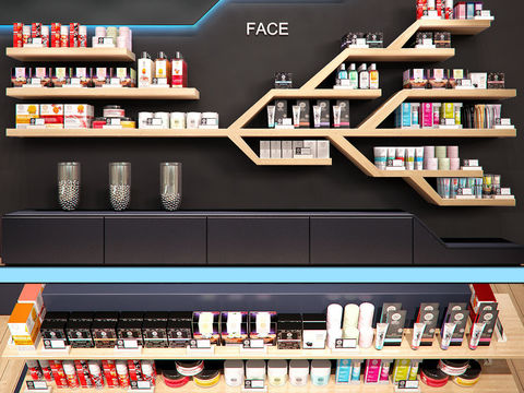 Modern cosmetics showcase