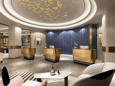 Modern Hotel Lobby Reception Area