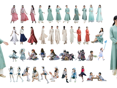 Antique Beauty Hanfu Children Sports Beauty psd