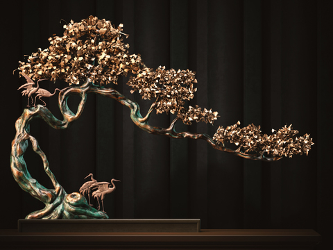 New Chinese Copper Pine Sculpture