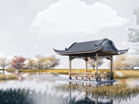 Chinese-style ancient pavilion