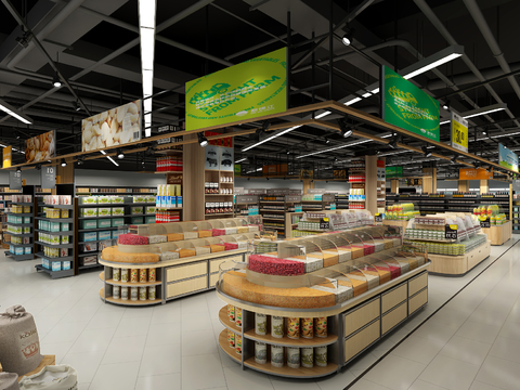 modern supermarket department store snack area bulk area