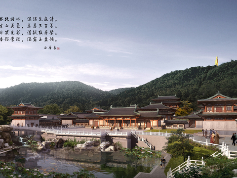 new chinese ancient temple psd