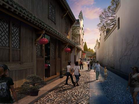 new chinese commercial street pedestrian street psd