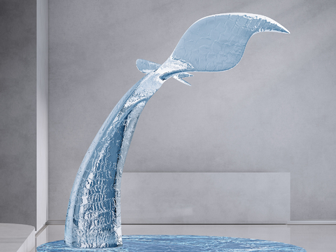 Modern Glass Whale Tail Sculpture