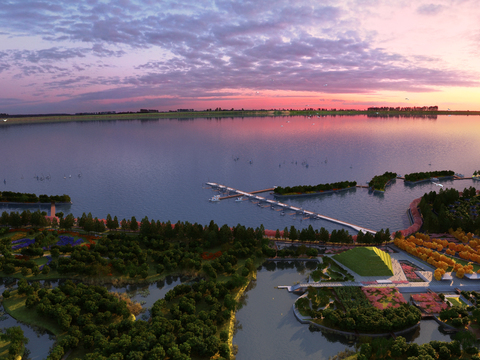 Landscape of Modern Lake Wetland Park