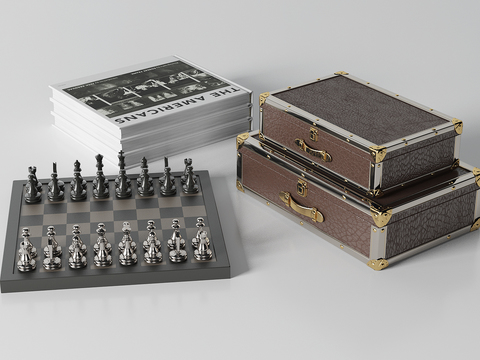 Modern Chessboard Leather Box Books