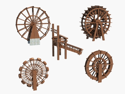 Chinese ancient solid wood waterwheel