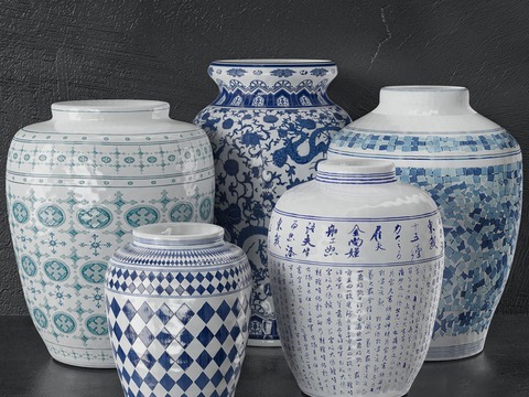 Chinese blue and white porcelain vase jar