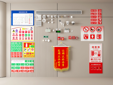 Emergency light fire slogan fire evacuation map banner