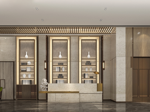 Neo-Chinese Style Affordable Luxury Style Club Lobby Front Desk