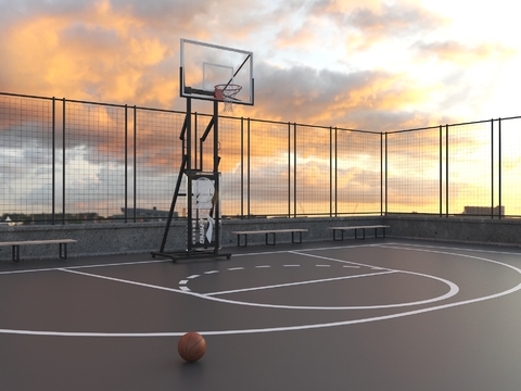 Modern outdoor basketball court free