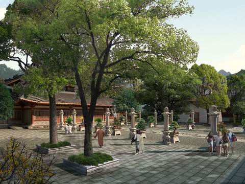 Chinese Chinese Ancient Architecture landscape psd