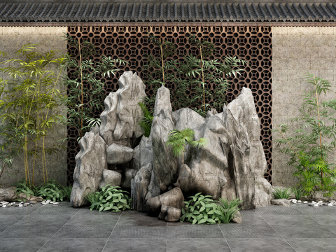 New Chinese-style rockery gardening sketch