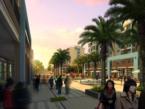 modern commercial street pedestrian street psd