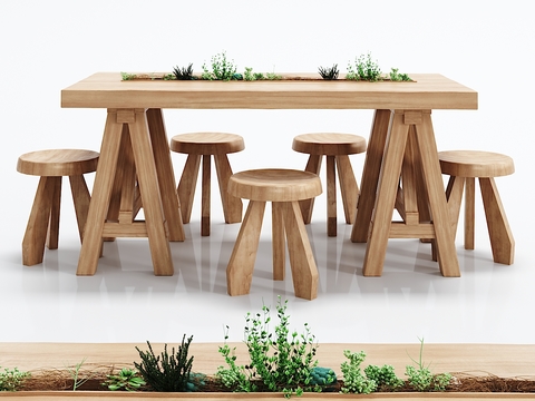 Nordic Creative Solid Wood Table and Chair Combination