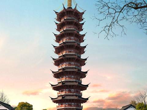 chinese pagoda landscape psd