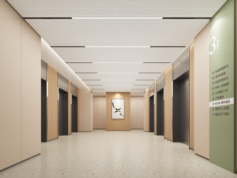 modern hospital elevator hall