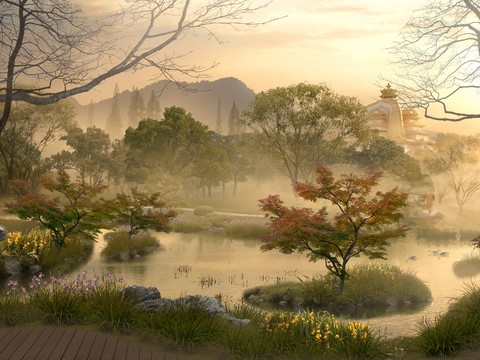 modern wetland landscape psd