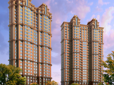 European-style high-rise residential building psd