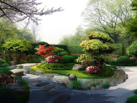 japanese style courtyard view psd