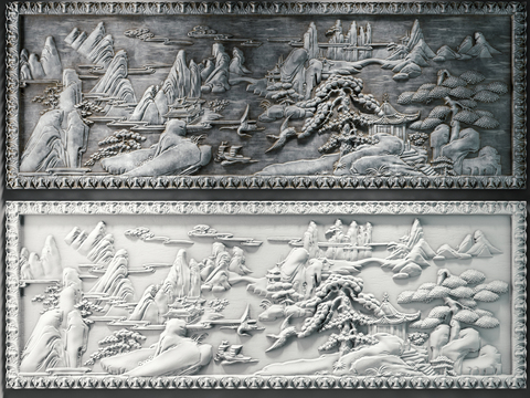 Chinese landscape stone carving