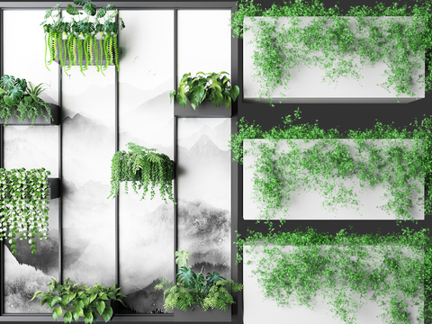 Modern partition screen green plant wall combination