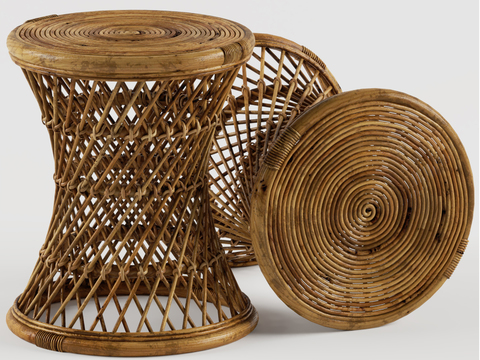 Chinese-style rattan round stool