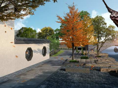 Neo-Chinese Style park garden psd