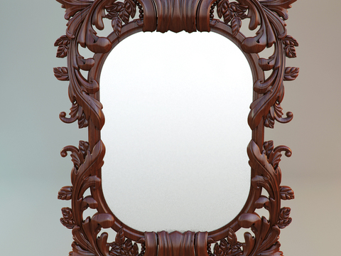 American Retro Solid Wood Carved Mirror Free