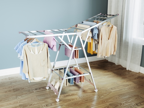 Modern Metal Floor-Standing Folding Clothes Bar