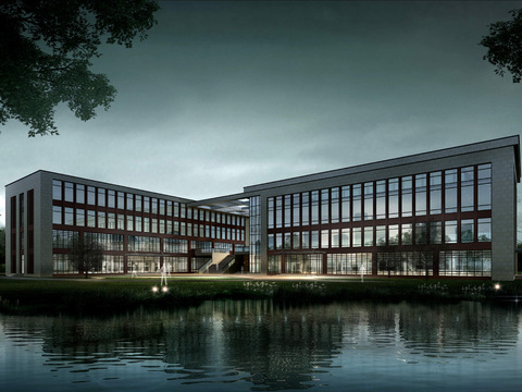 office building night scene psd