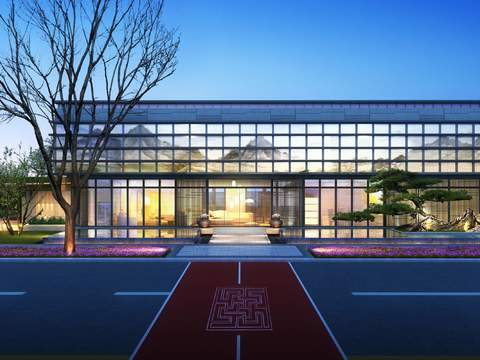 Neo-Chinese Style sales office landscape psd